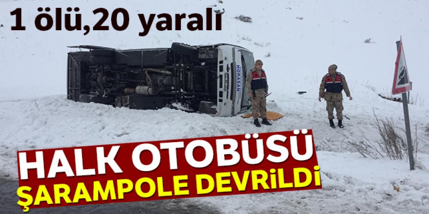 Erzurum'da halk otobüsü devrildi: 1 ölü, 20 yaralı