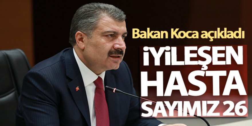 Sağlık Bakanı Koca açıkladı! İyileşen hasta sayımız 26