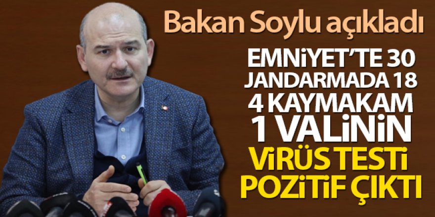 Soylu: 'Emniyet'te 30, Jandarma'da 18, 4 kaymakam ve bir valinin virüs testi pozitif çıktı'