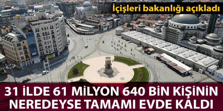 3 milyon 640 bin vatandaşımızın neredeyse tamamı evlerinde kaldı