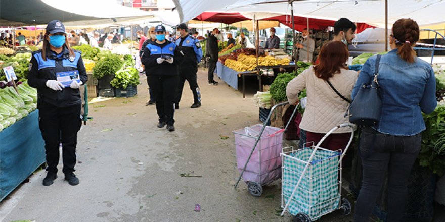 Polisten pazarda korona virüs uyarısı