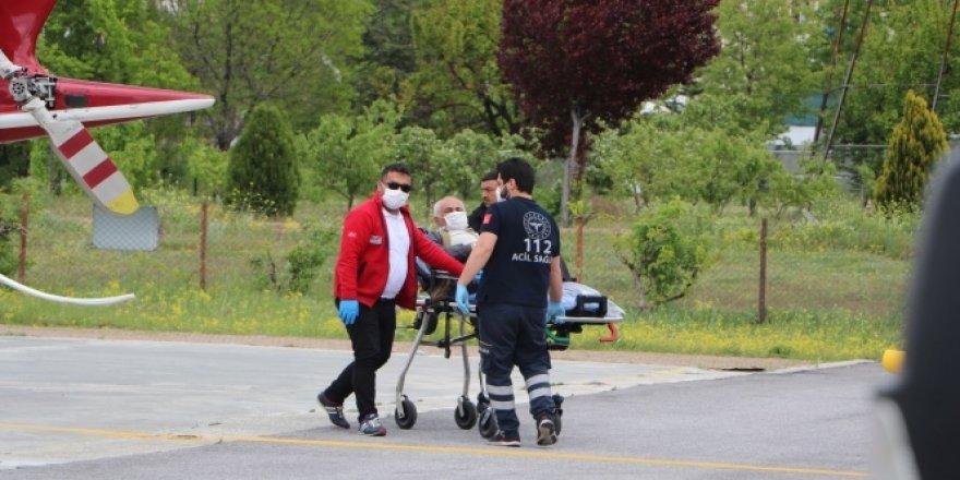 Parmağı kopan adamın imdadına hava ambulansı yetişti