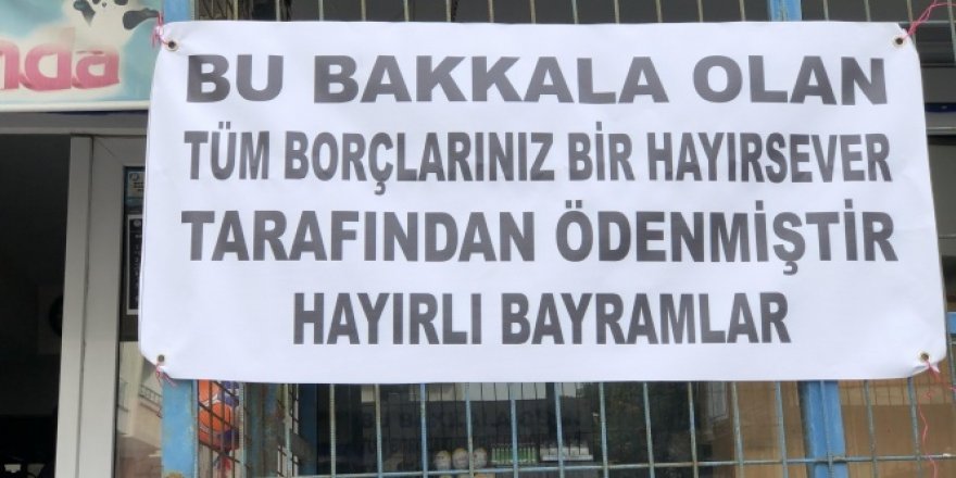 Önce veresiye borçları ödediler sonra pankart astılar