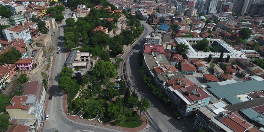 Bursa'da sessizlik havadan görüntülendi