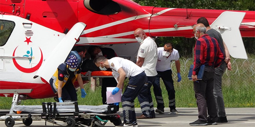 Kalp krizi geçiren şahıs ambulans helikopterle hastaneye yetiştirildi