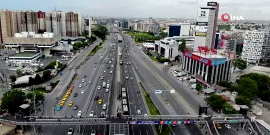 E5 kara yolundaki trafik yoğunluğu havadan görüntülendi