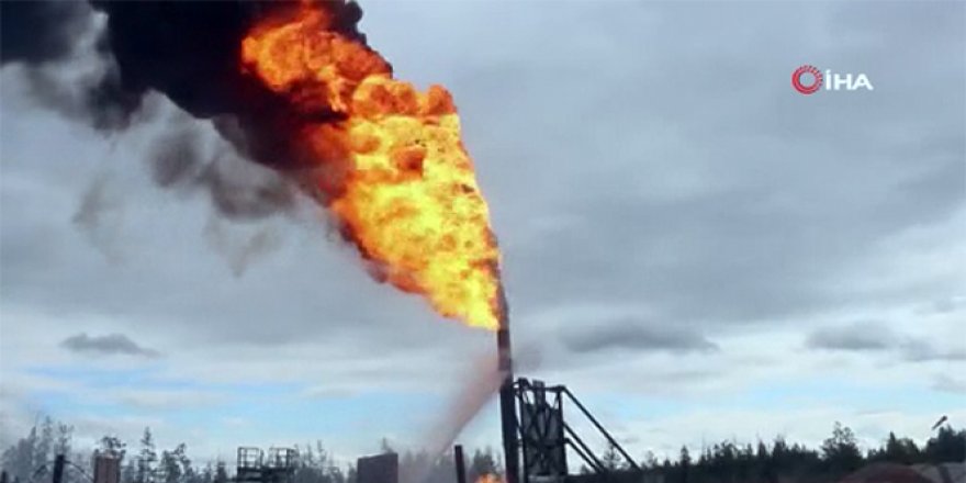 Rusya'da petrol kuyusunda çıkan yangına tanksavarlı müdahale