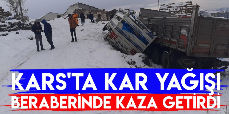 Kars'ta Kar Yağışı Beraberinde Kaza Getirdi