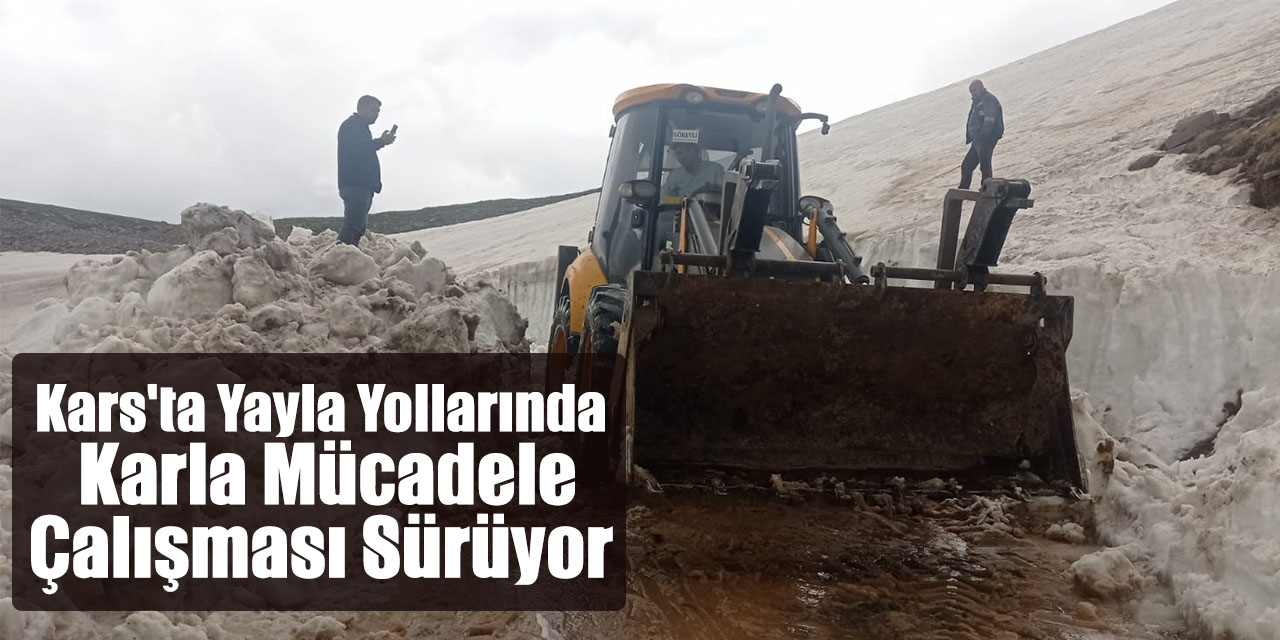 Kars'ta yayla yollarında karla mücadele çalışması sürüyor