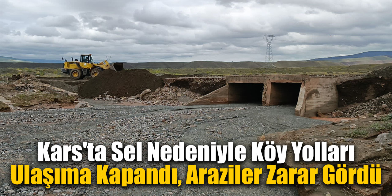 Kars'ta sel nedeniyle köy yolları ulaşıma kapandı, araziler zarar gördü