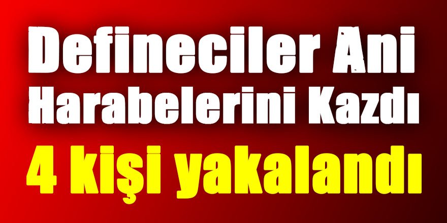 Defineciler Ani Harabelerini Kazdı : 4 kişi yakalandı